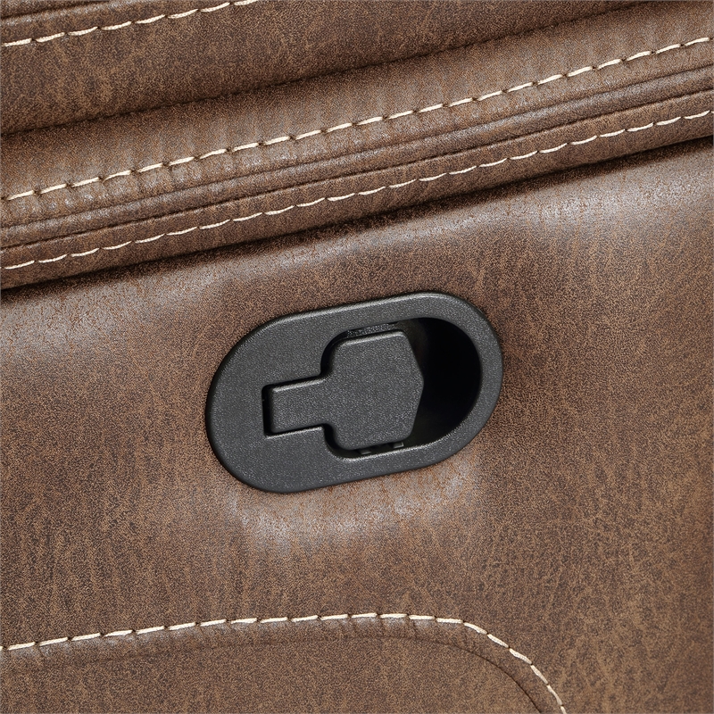 Pemberly Row Cocoa Brown Faux Leather 6-Piece Manual Reclining Sectional