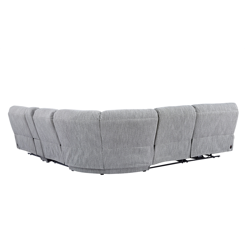 Pemberly Row Polyester Fabric Upholstered 6-Piece Dual-Power Reclining Sectional