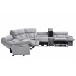 Pemberly Row Polyester Fabric Upholstered 6-Piece Dual-Power Reclining Sectional