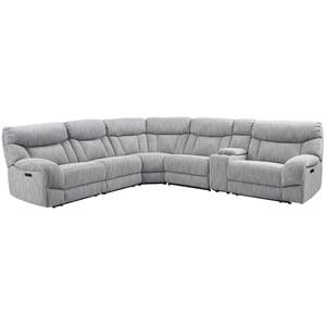 Pemberly Row Polyester Fabric Upholstered 6-Piece Dual-Power Reclining Sectional
