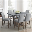 Pemberly Row Transitional Gray Marble Counter 7-Piece Dining Set