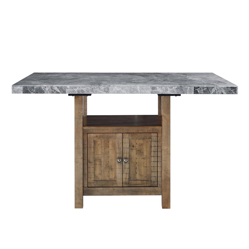 Pemberly Row Transitional Gray Marble Counter 7-Piece Dining Set