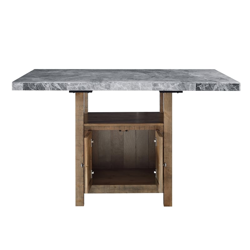 Pemberly Row Transitional Gray Marble Counter 7-Piece Dining Set