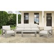 Pemberly Row Modern Coastal Gray Aluminum Patio Cocktail Table