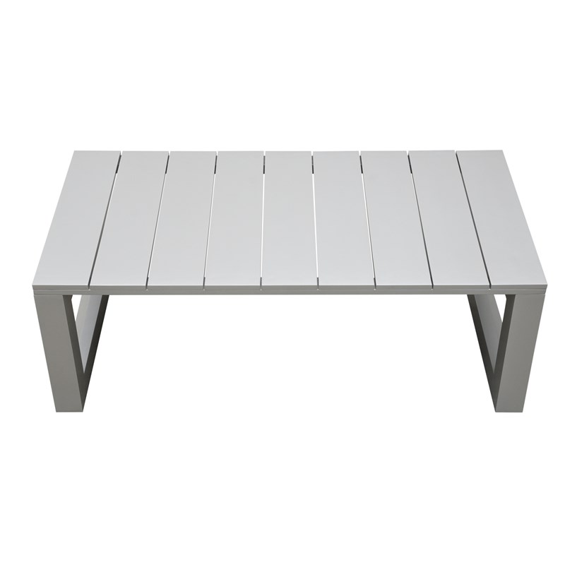 Pemberly Row Modern Coastal Gray Aluminum Patio Cocktail Table