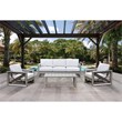 Pemberly Row Modern Coastal Gray Aluminum Patio Cocktail Table