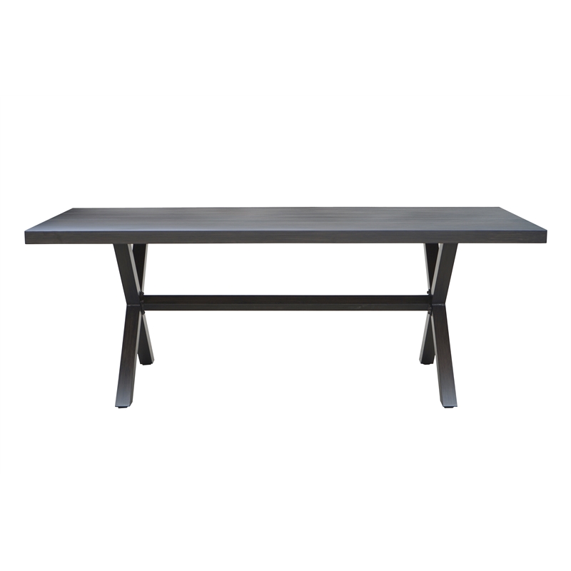 Pemberly Row Coastal Brown Aluminum Rectanglular Patio Table