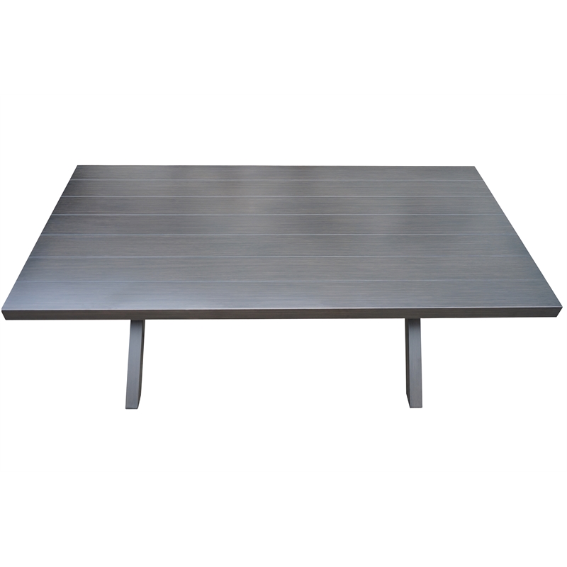 Pemberly Row Coastal Brown Aluminum Rectanglular Patio Table