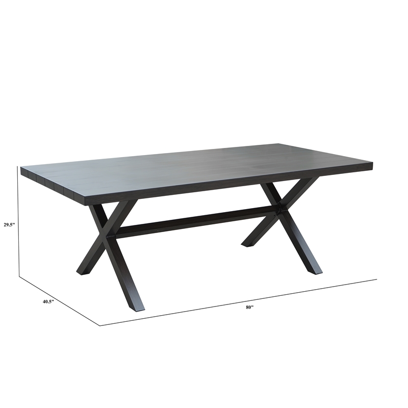Pemberly Row Coastal Brown Aluminum Rectanglular Patio Table