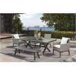 Pemberly Row Coastal Brown Aluminum Rectanglular Patio Table