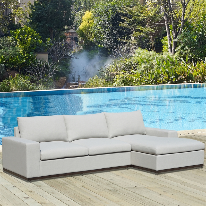Pemberly Row Modern Coastal Gray Fabric Aluminum Frame Chofa