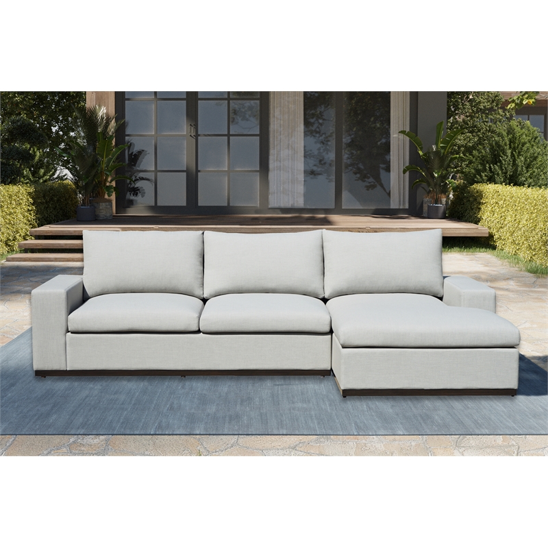 Pemberly Row Modern Coastal Gray Fabric Aluminum Frame Chofa