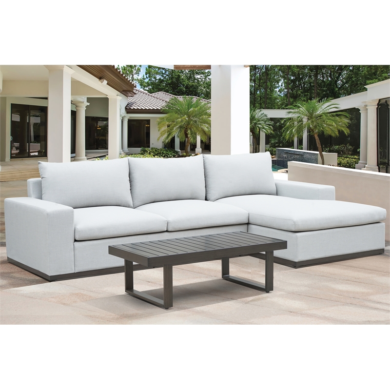 Pemberly Row Modern Coastal Gray Fabric Aluminum Frame Chofa