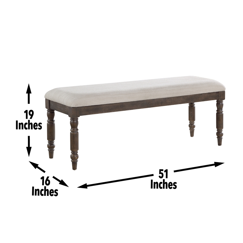 Pemberly Row Modern Transitional Washed Espresso Wood Dining Bench