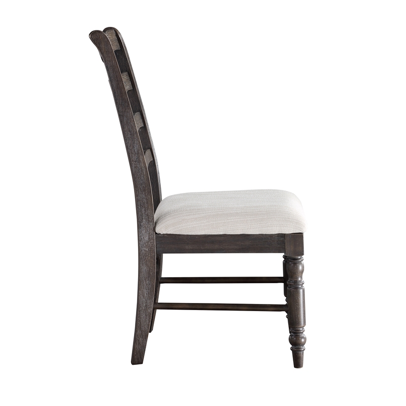 Pemberly Row Modern Transitional Washed Espresso Wood Side Chair