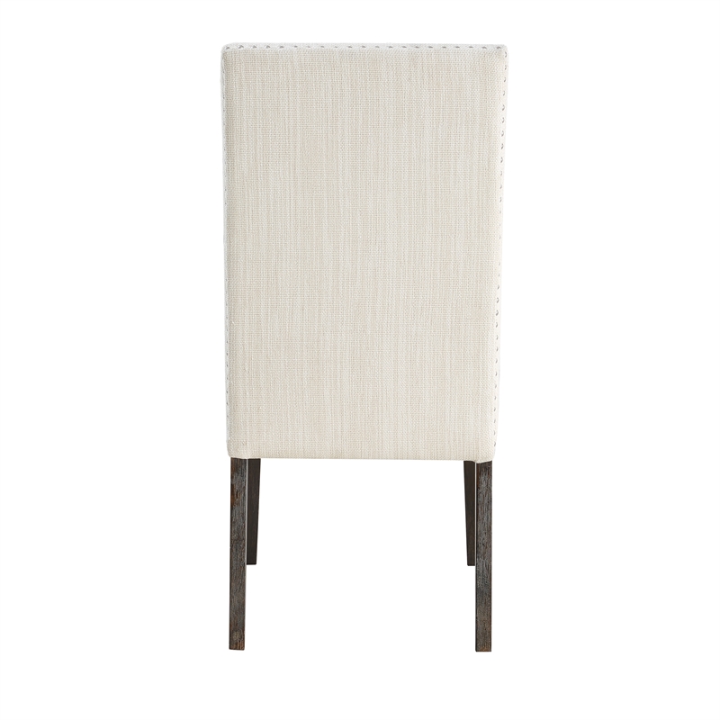 Pemberly Row Washed Espresso Wood with Cream Upholstery Dining Chair