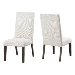 Pemberly Row Washed Espresso Wood with Cream Upholstery Dining Chair