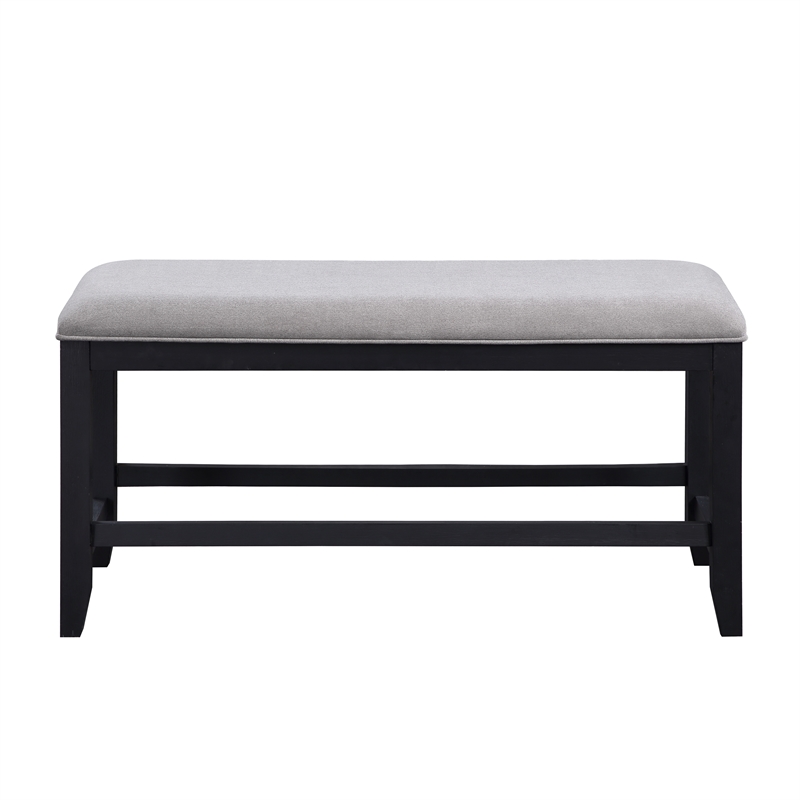Pemberly Row Transitional Rubbed Charcoal Wood Counter Bench