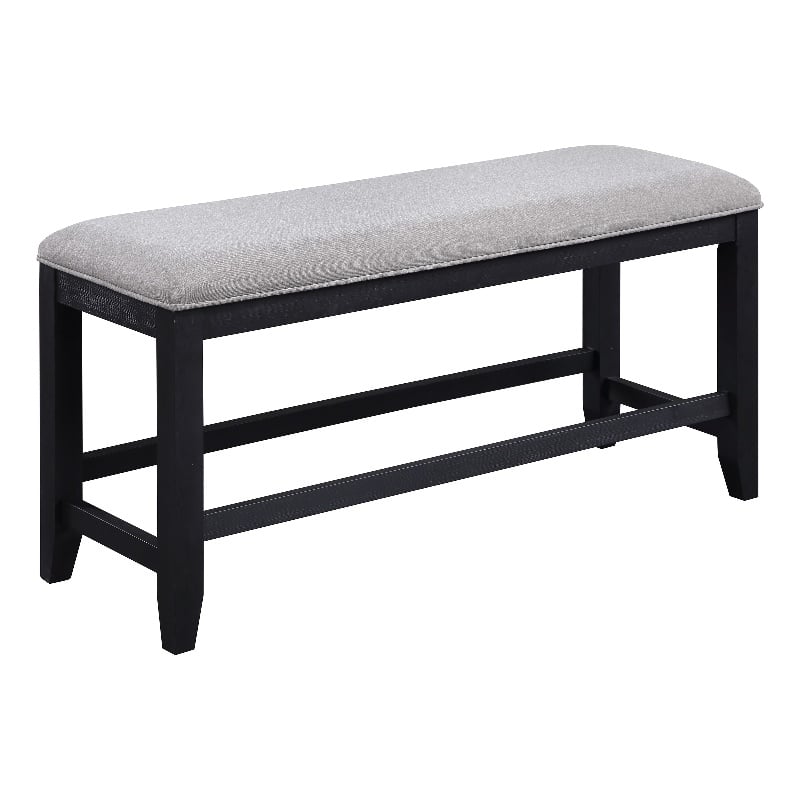 Pemberly Row Transitional Rubbed Charcoal Wood Counter Bench