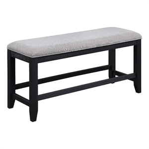 Pemberly Row Transitional Rubbed Charcoal Wood Counter Bench