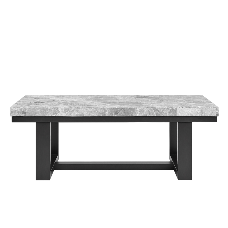 Pemberly Row Gray Marble and Espresso Wood 3-piece Coffee Tables Occasional Set