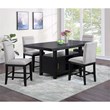 Pemberly Row Rubbed Charcoal Wood Counter Height Storage 5-Piece Dining Set