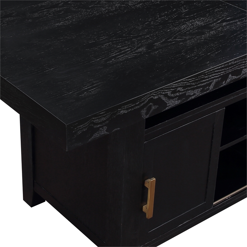 Pemberly Row Rubbed Charcoal Wood Counter Height Storage 7-Piece Dining Set