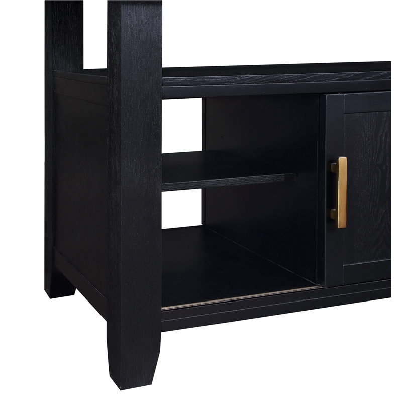 Pemberly Row Rubbed Charcoal Wood Counter Height Storage 7-Piece Dining Set