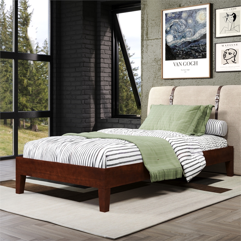 Pemberly Row Modern / Contemporary Twin Natural Wood Platform Bed