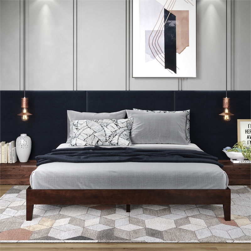 Pemberly Row Modern / Contemporary King Natural Wood Platform Bed
