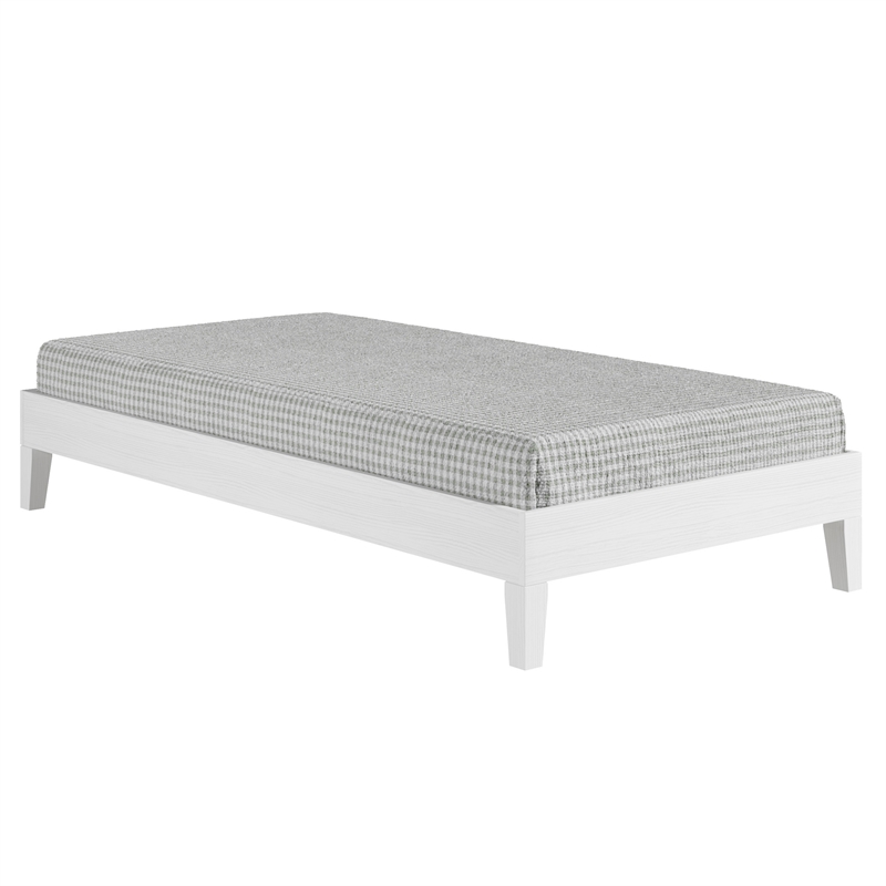 Pemberly Row Modern / Contemporary Twin White Wood Platform Bed