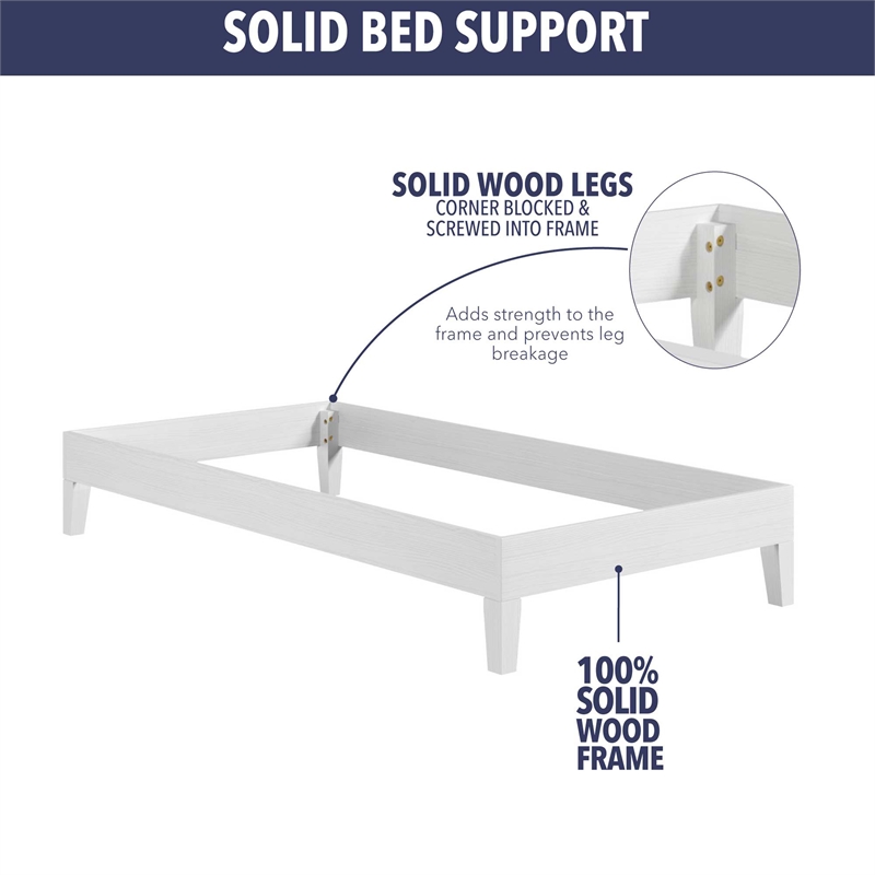 Pemberly Row Modern / Contemporary Twin White Wood Platform Bed