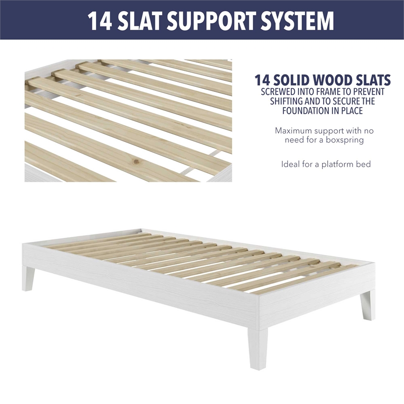 Pemberly Row Modern / Contemporary Twin White Wood Platform Bed