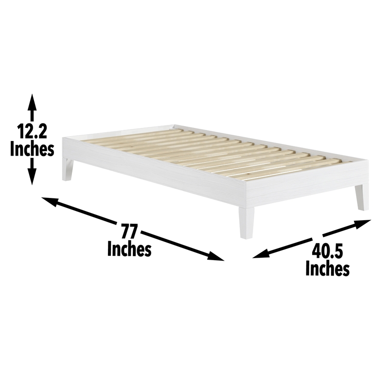 Pemberly Row Modern / Contemporary Twin White Wood Platform Bed