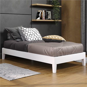Pemberly Row Modern / Contemporary Twin White Wood Platform Bed