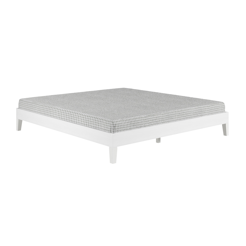 Pemberly Row Modern / Contemporary King White Wood Platform Bed