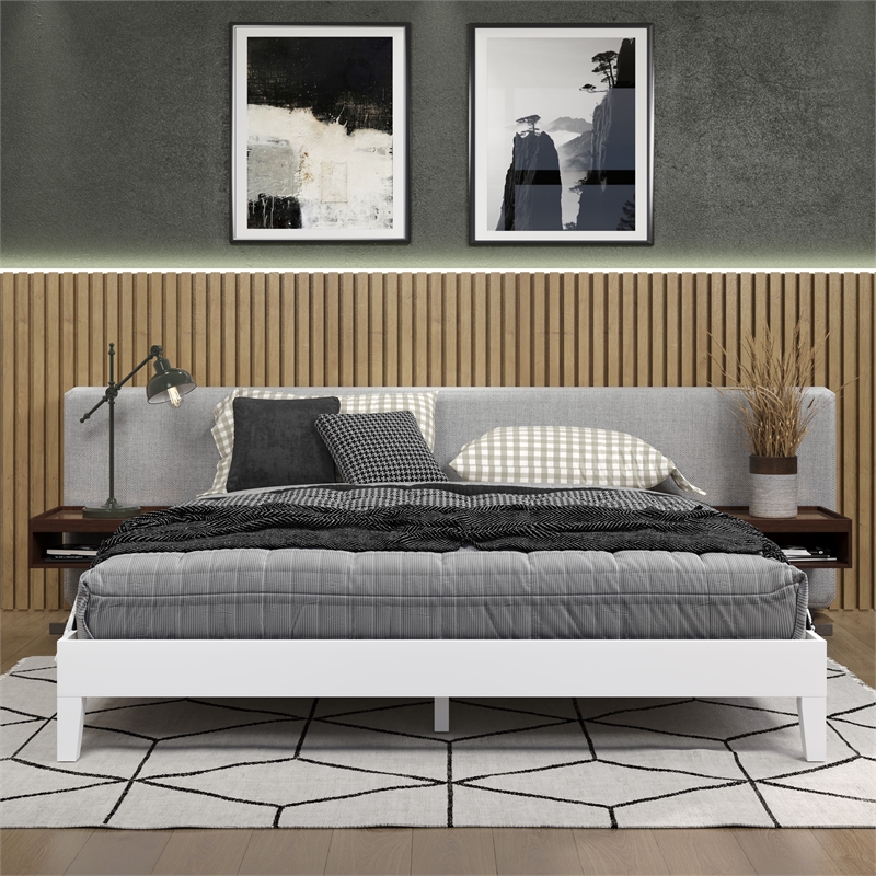 Pemberly Row Modern / Contemporary King White Wood Platform Bed
