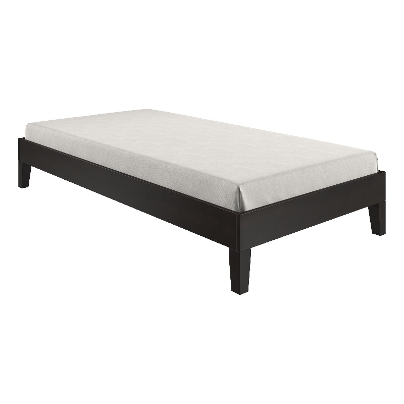 Pemberly Row Contemporary Wood Twin Platform Bed in Black Finish