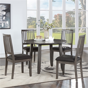 Pemberly Row Transitional Wood & Fabric 5-Piece Dining Set in Gray
