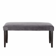 Pemberly Row Transitional Velvet & Wood Dining Bench in Gray/Black