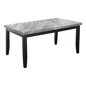 Pemberly Row Transitional Marble Top Dining Table in Gray/Black Finish