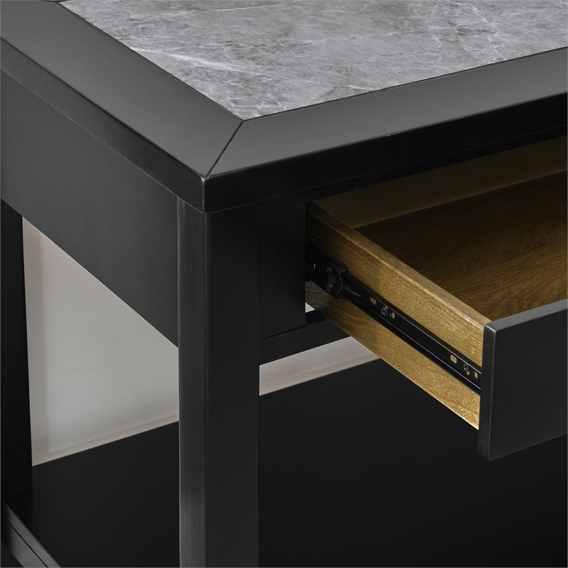 Pemberly Row Transitional 3-Piece Gray Stone Top Occasional Set