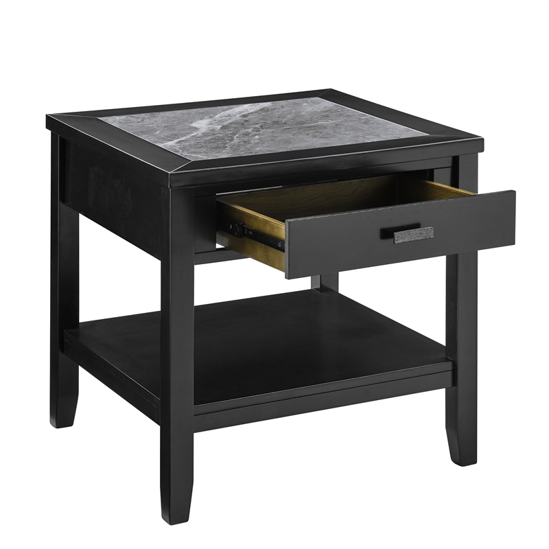 Pemberly Row Transitional 3-Piece Gray Stone Top Occasional Set