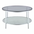 Pemberly Row Contemporary Round Chrome and Tempered Glass Cocktail Table