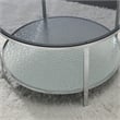 Pemberly Row Contemporary Round Chrome and Tempered Glass Cocktail Table