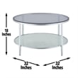 Pemberly Row Contemporary Round Chrome and Tempered Glass Cocktail Table