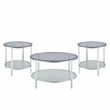 Pemberly Row Contemporary Round Chrome and Tempered Glass Cocktail Table