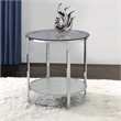 Pemberly Row Contemporary Round Chrome and Tempered Glass End Table