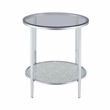 Pemberly Row Contemporary Round Chrome and Tempered Glass End Table
