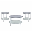 Pemberly Row Contemporary Round Chrome and Tempered Glass End Table